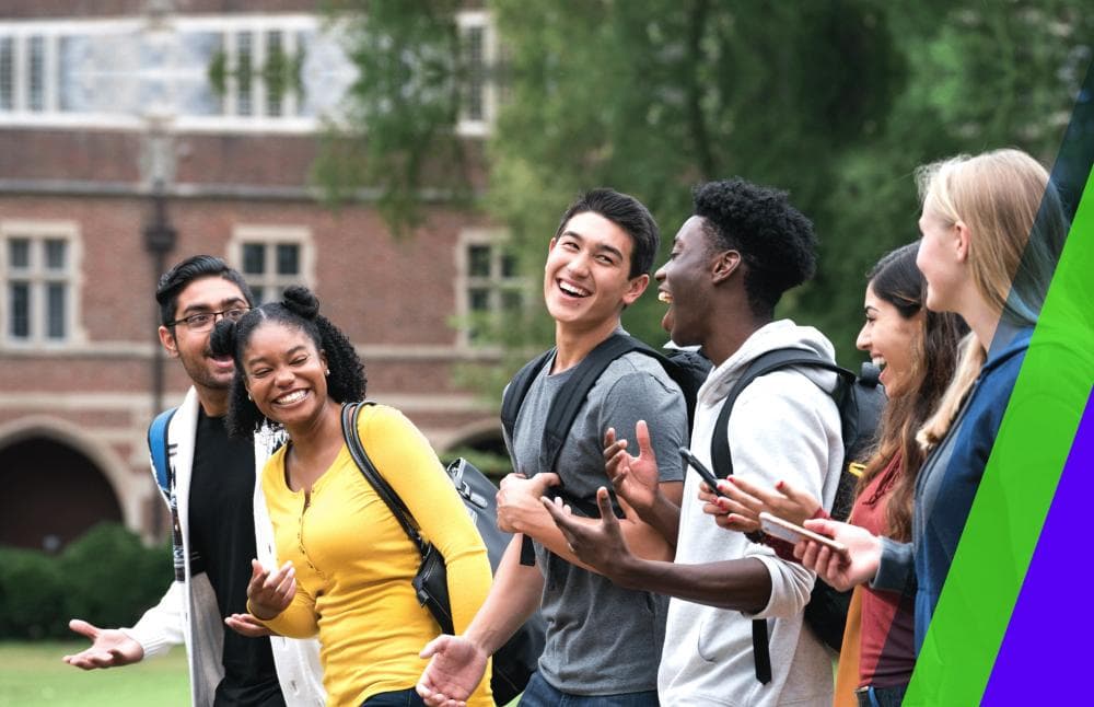 Students enjoying themselves on a campus