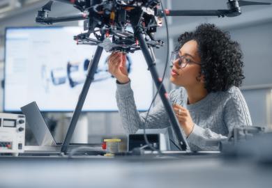 Engineer, working on drone