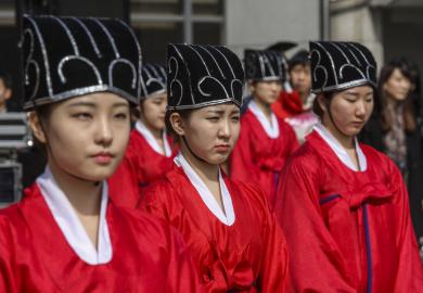 South Korean students at graduation ceremony